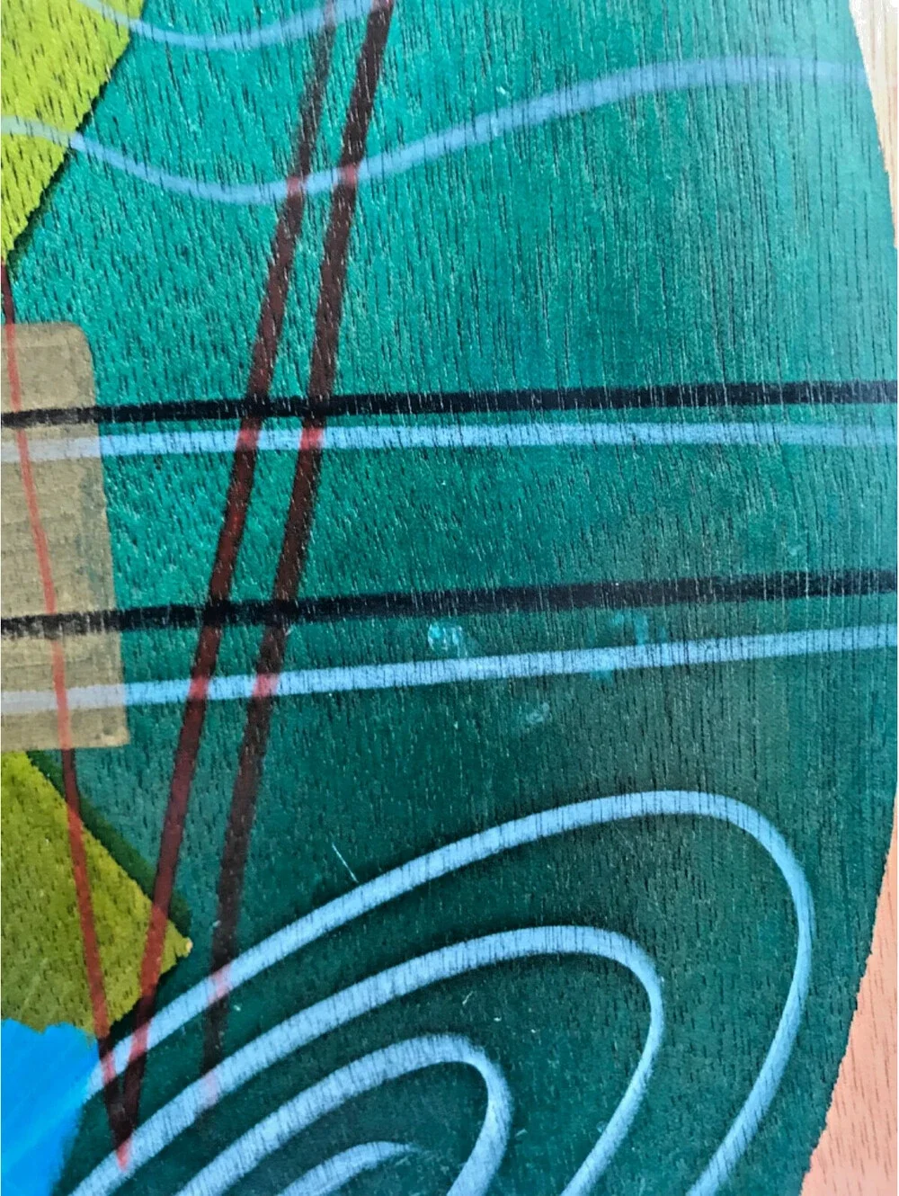 Kakadu Art Lazy Susan Tray Handpainted Signed by Reut Shahar Approx. 17.75” Worn